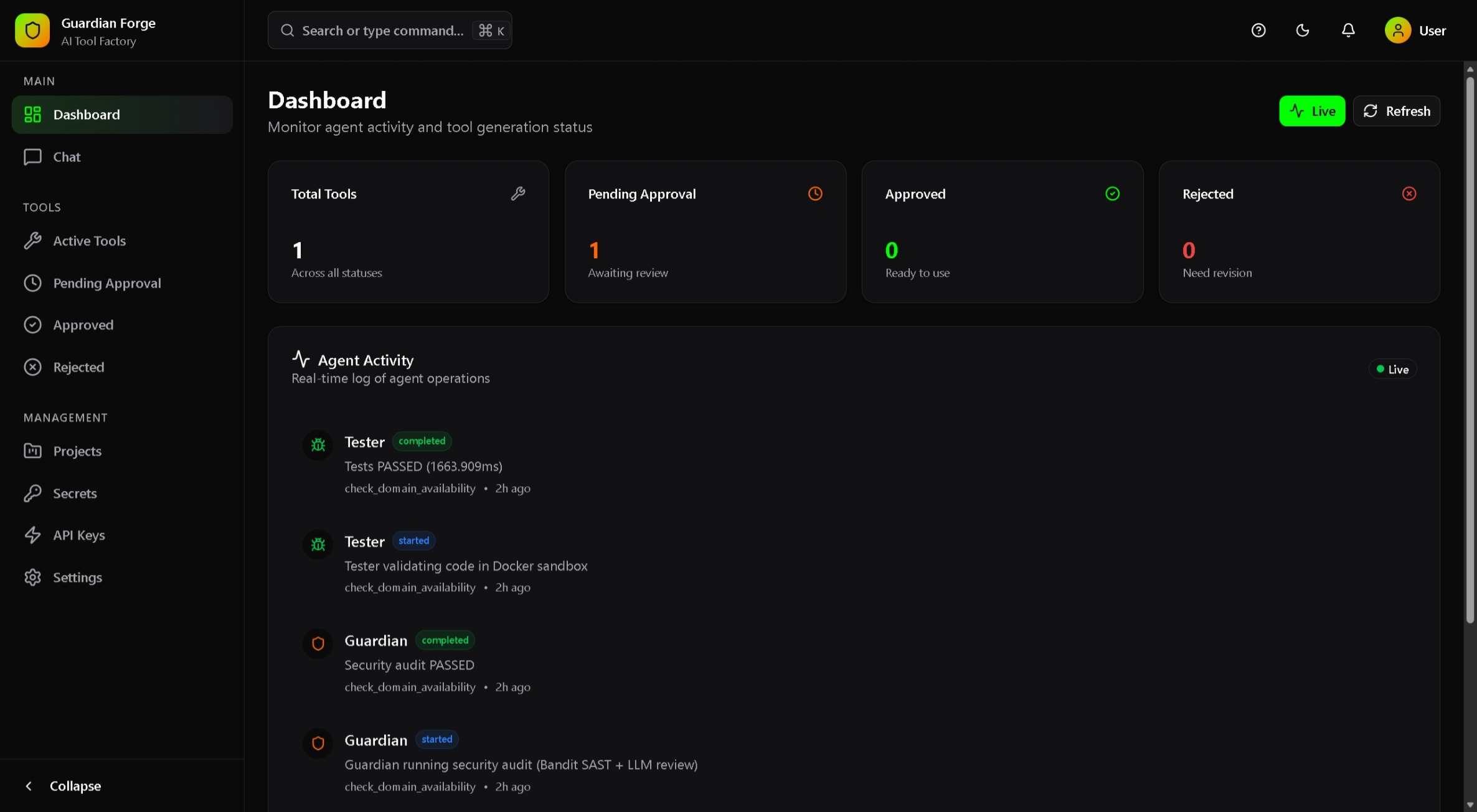 Guardian Forge Dashboard
